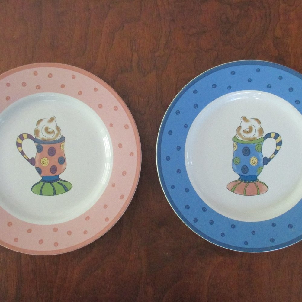 Coffee Shop 8 inch dessert plates set of 2